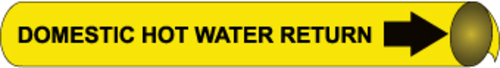 Precoiled Pipe Markers- 'Domestic Hot Water Return', Black/Yellow, National Marker