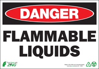 ZING Green Safety Eco Safety Sign, DANGER Flammable Liquids
