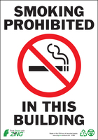 ZING Green Safety Eco Safety Sign, Smoking Prohibited