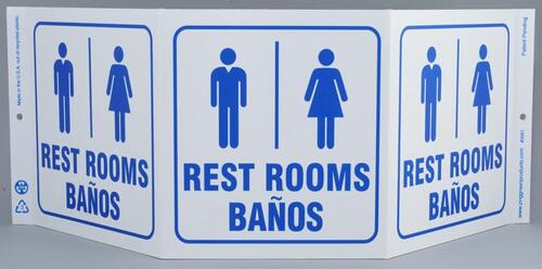 Sign Rest Rooms/Banos Plastic 75X20in