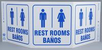 ZING Green Safety Eco Public Facility Tri View Sign Bilingual Restrooms