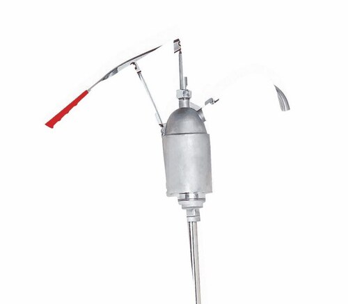 Hand-Operated Lever Drum Pump, 11 strokes per gallon, Stainless Steel and PTFE
