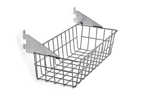 Gray Epoxy Coated Steel Wire Baskets with Lock-On Hanging Brackets