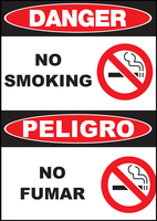 ZING Green Safety Eco Safety Sign Bilingual, DANGER, No Smoking No Fumar
