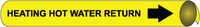 Precoiled Pipe Markers- 'Heating Hot Water Return' B/Y, National Marker