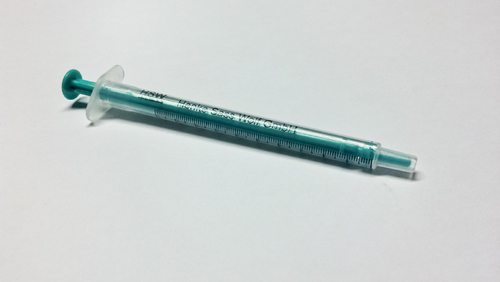 Syringe, Luer slip, 2-Part, disposable, Sterile, latex free, and contain no rubber, silicone oil, styrene or DEHP, Ideal for sensitive application requiring a sterile, inert, choice for any situation needing an inert, non-reactive syringe, plastic syringes are more chemically resistant, Volume: 1ml