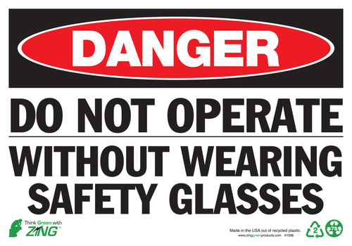 ZING Green Safety Eco Safety Sign, DANGER Do Not Operate