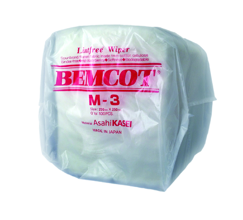 Bemcot rayon wipers, 250mm x 250mm, 100/bag, lint free, absorbent, biodegradable