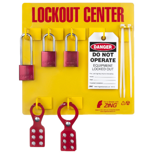 ZING Green Safety RecycLockout Lockout Tagout Station, 3 Padlock, ZING Enterprises