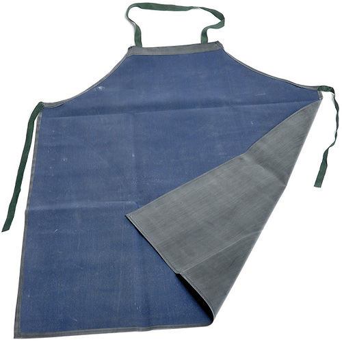 Apron, Lab, PVC-coated, Reinforcement at the point of strain offers durability, Cloth ties at the neck and waist to easily adjust fit, Blue, 36x27in, Small