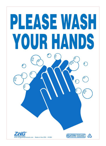 Zing Safety Sign Wash Hands Plastic