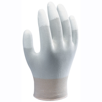 SHOWA BO600 Ergonomic Design, Polyurethane Fingertip Coated Product Protection Gloves, White, Showa