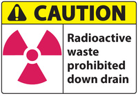 ZING Green Safety Eco Safety Sign CAUTION Radioactive Waste Prohibited Down Drain
