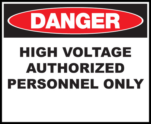 ZING Green Safety Eco Safety Sign DANGER, High Voltage Authorized Personnel Only