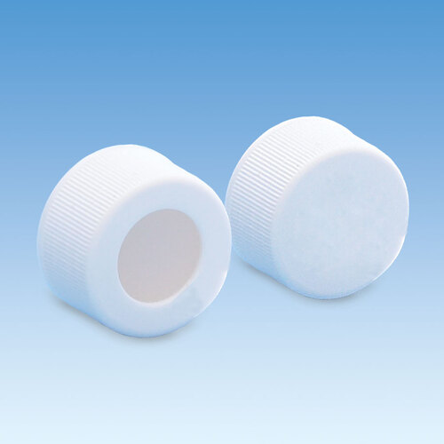 Caps, 20-400, white polypropylene, PTFE faced silicone liner, closed top, SP/100, CS/1000