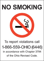 ZING Green Safety No Smoking Sign, Ohio