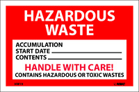 Labels 'Hazardous Waste', EPA and DOT, National Marker
