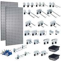 Two Pegboards, LocHook® and Hanging Bin Assortment, 18-Gauge Steel Square Hole