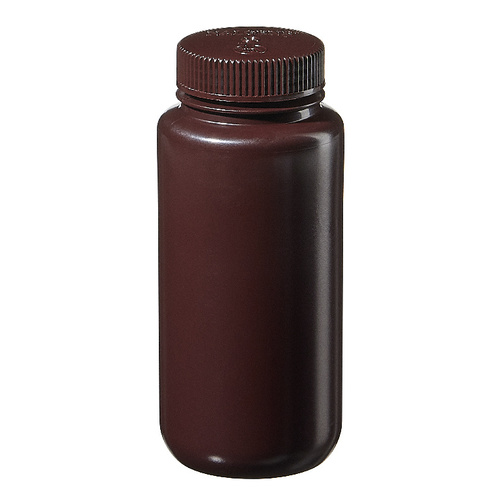 NALGENE* Laboratory Bottles, Amber, High-Density Polyethylene, Wide Mouth