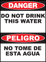 ZING Green Safety Eco Safety Sign Bilingual, DANGER, Do Not Drink This Water No Tome De Esta Agua