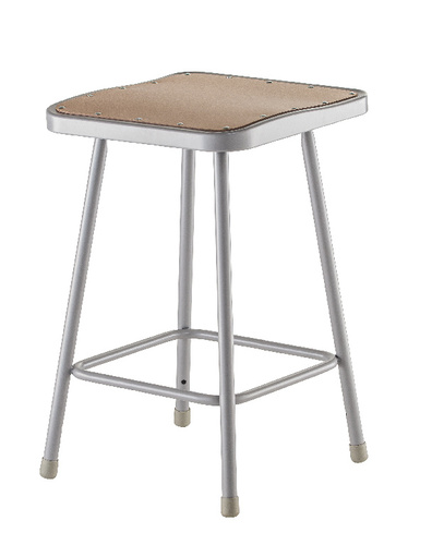 NPS® Heavy Duty Square Seat Steel Stools, Gray, National Public Seating