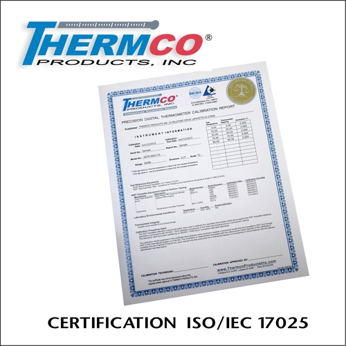 Certificate traceable to NIST, 1 temperature, for cRYO tEMP -80, data-Logger