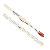 Slide-Lock Tweezers and 15 cm Compact Steel Ruler, Restek