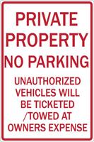 ZING Green Safety Eco Parking Sign Private Property No Parking