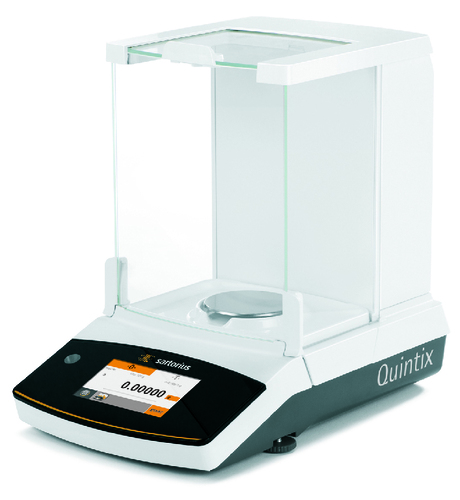 Quintix* Precision Balance, Maximum Weighing Capacity: 30 g, Readability: 0.01 mg, Line Voltage: 100 - 240 V, 50 - 60 Hz, Features: Fully automatic internal adjustment, direct data transfer, ergonomic style and touchscreen user interface with built-in application, Dimensions: 218 x 376 x 316 mm