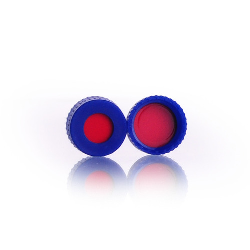 VWR Screw Cap, Blue, 9 mm, Polypropylene, Red PTFE/White Silicone/Red PTFE