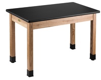 Wood Frame Tables with Book Compartments, High Pressure Laminate Top and Solid Wood Legs, National Public Seating