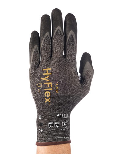 HyFlex® 11-931 Cut Resistant and Oil Repellent Gloves, Palm Coated, Ansell