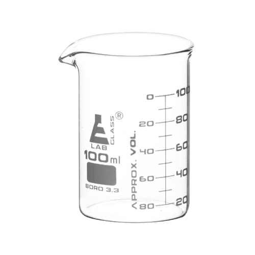 Beaker, 100ml - Borosilicate Glass, Low Form, ASTM - 10ml Graduations