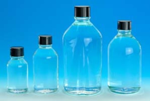 Media Lab Bottles, Non-Graduated, Clear Glass, With Rubber Lined Cap, 125mL