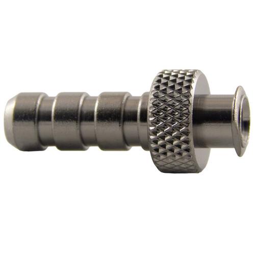 Cadence Luer Fitting Adapter, Nickel-Plated Brass, Female Luer Lock to 1/8" Barb