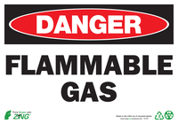 ZING Green Safety Eco Safety Sign, DANGER Flammable Gas