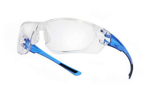 VWR* Sleek Protective Eyewear, Blue Temple, Anti-Scratch, Anti-Fog, Clear Lens