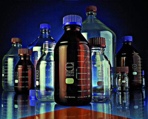 Media Storage Glass Bottle 100ml, Graduated 80ml, 100x56 mm, Chemical resistant, cs10