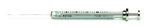 Manual syringe, 500 uL, PTFE tipped plunger, fixed needle with bevel tip