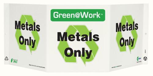 ZING Green Safety Green at Work Sign, Metals Only, Recycle Symbol