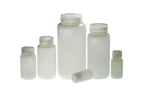 Plastic Wide Mouth Laboratory Style Bottles, With Special Finish PP Linerless Caps