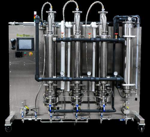 Fractron 1000, Falling Film Distillation, Three-stage fractional solvent, system for rapid removal of volatiles from liquid mixtures, w/ throughput capacity of up to 40 gal./h in a continuous process flow, GMP compliant materials, Heater and chiller sold seprately, 3ph/60hz, Voltage: 208V