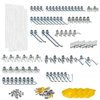 Pegboards with 79 DuraHooks® and Four Hanging Bins, White Polypropylene