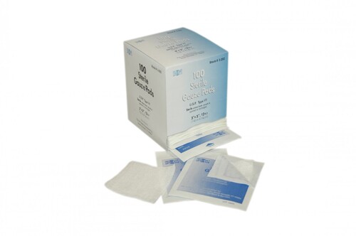 GAUZE PAD STERILE 3X3IN F/WOUNDS 100/BOX