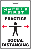 Social Distance Badges; Safety First, Practice Social Distancing, Accuform