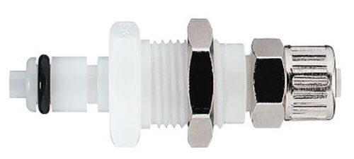 CPC (Colder) Quick-Disconnect Fitting, Compression Insert, Panel-Mount, Acetal, Valved; 1/4" OD