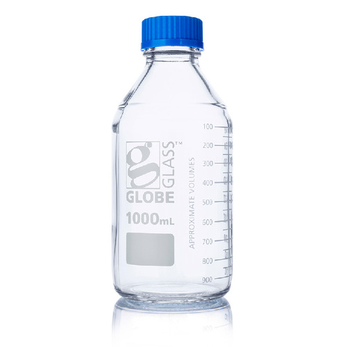 Bottle, Media, Glass, Height: 225mm, Graduation interval: 50ml, Graduation range: 100 to 900 ml, Closure size: GL45, Size: 1000Ml