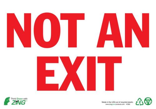 ZING Green Safety Eco Safety Sign, Not An Exit