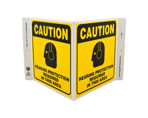 ZING Green Safety Eco Safety Projecting Sign, Hearing Protection Required, ZING Enterprises