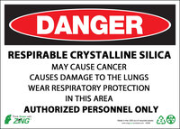 ZING Green Safety Eco Safety Sign, DANGER, Respirable Crystalline Silica